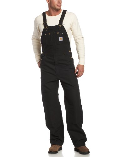 Carhartt Men's Unlined Duck Bib Overall, Black, 36x32