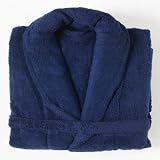 Linens Limited Egyptian Cotton Bath Robe, Navy Blue, Large