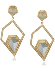 Lauren Harper Collection Archipeligo Blue 18k Gold, Milky Aquamarine and Diamond Pyramid Post Earrings