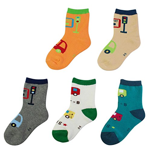 KF Baby Toddler Boy Soft Cotton Socks Value Pack, 5 pairs, Babies to Toddlers