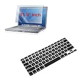 Skque Premium Black Silicone Keyboard Cover + 11.6 inch Clear Screen Protector for Apple MacBook Air 11.6-Inch Laptop