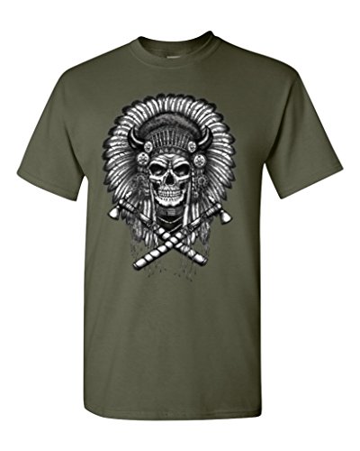 Skull Indian Headdress T-shirt Skull Shirts #16899