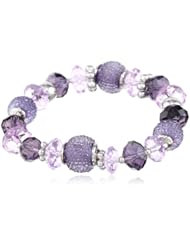 Napier "Caviar World" Silver-Tone and Purple Tone Stretch Bracelet, 2.25"