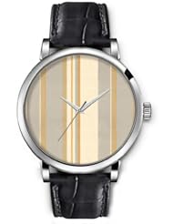SPRAWL Aanalog Fashion Series Silver Ladies Watches of Genuine Black Leather Strap,Unique Wrist Watch for Women Girls Designed with Gray bars and cafes