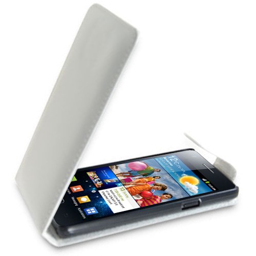 White Leather Flip Case Xylo-Cover for the Samsung Galaxy S2 / S 2 / S II (i9100) Mobile Phone.