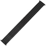 Marburger Ascoflex - Bracelet pour Montres elastique - Bracelet de montre souple en acier inoxydable - noir mat, telescopique 16 - 22 mm