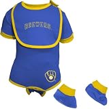 Milwaukee Brewers Light Blue Newborn Baseball Bib & Booties Set
