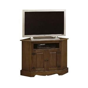 Santa Fe Corner Tv Stand, 2 WOOD DOORS, WALNUT