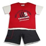 Mishmish - Infant Boys Short Sleeve Short Set, Red, White, Navy (Size 12Months)
