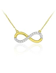 14k Yellow Gold Infinity Pendant Necklace with Zirconia Accents