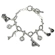 Silvertone And Jet Black Lingerie Detailed Charm Fashion Bracelet