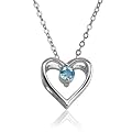 Sterling Silver Blue Topaz Heart Pendant, 18