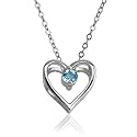 Sterling Silver Blue Topaz Heart Pendant, 18"