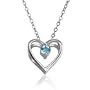 Sterling Silver Blue Topaz Heart Pendant, 18"