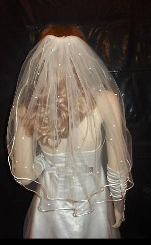 Ivory 2 Tier Shoulder Rhinestones Crystal Wedding Bridal Veil