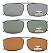 Eyekepper Grey/Brown/G15 Lens 3-pack Clip-on Polarized Sunglasses 2 1/4