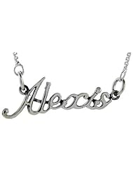 Sterling Silver ALEXIS Name Necklace 3/8 inch, 17 inches long