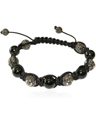 Sterling Silver Diamond Pave Beaded Macrame Bracelet Jewelry