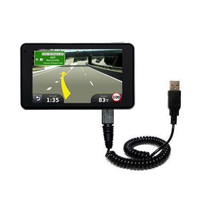 Coiled USB Cable for the Garmin Nuvi 3790T with Power Hot Sync and Charge capabilities - uses Gomadic TipExchange Technology