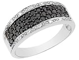 Black & White Diamond Ring 2/3 Carat (ctw) in 14K White Gold