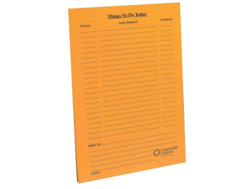 Buy CE A4 yellow Things To Do Today pad, 100 sheets per pad, EACH online at Discounted New and Used prices. Delivered to your door with Off-The-Bookshelf.