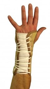 Lace-up Wrist Support Brace, Beige Nylon (Left)