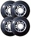 Black / Silver Inline Skate Wheels 76mm 82a 4-Pack