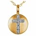 Cross Diamond Disc Pendant Necklace in 14K Yellow Gold