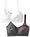Leading Lady Women's Nursing Bra Wireless Cotton (2-Pack),White/Gray Stripe, 44DDD