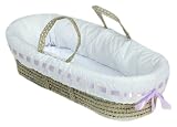Baby Doll Pretty Ribbon Moses Basket, Lavender, 0-3 Months