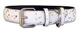 12 White Bling Bling Glitter leather dog collar