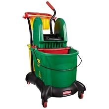 Rubbermaid Commercial FG777700 WaveBrake Down Press Mopping Trolley, 8.75 Gallon Capacity, 28.9" Length x 18.2" Width x 38.6" Height, Green