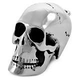 Mens Silver Stainless Steel Skull Heavy Biker Gothic Pendant Necklace