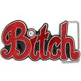 Body Candy - Red Glitter BITCH Rhinestone Graffiti Belt Buckle