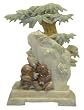 Stone collage sculpture - hand carved - pandas and bamboo