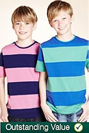 2 Pack - Pure Cotton Short Sleeve Striped Jersey T-Shirts