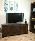 Kudos Contemporary Darkwood Widescreen TV / Television Cabinet. Indian Darkwood