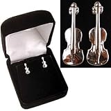 Silver Mini Violin Earrings