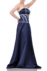 A-line Strapless Bateau Neck Satin Sleeveless Prom Dress 