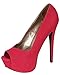 Breckelles Women's Jenifer-11 Peep Toe Nubuck Heels Pumps