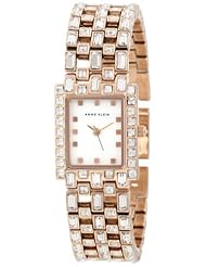 Anne Klein Womens AK/1056MPRG Swarovski Baguette Crystal Accented Rosegold-Tone Bracelet Watch