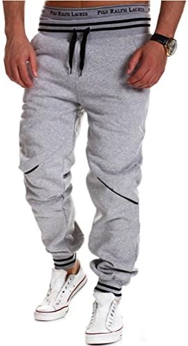 Free2mys Mens Low-rise Contrast Color Joggers Pants Loose Slacks Harem Trousers (Grey, Medium)