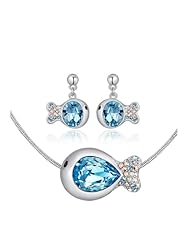 Blue Pearls - Lot: Necklace and Earrings Fish - CRY E209-301 J