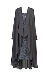 Plus Size Sheath Lace Chiffon Tea Length Long Sleeves Spaghetti Strap Evening Dress/Mother-of-the-Bride Dress/Party Dress 