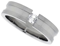 StainlessSteel1/4in.(6mm)Bandw/SingleCZStone(AvailableinSizes7.5to13.5),size11