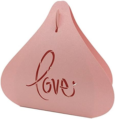 LOVEHOS 50Pcs Simple heart shape Wedding Favor Boxes Birthday Birthday Party Candy Boxes PINK