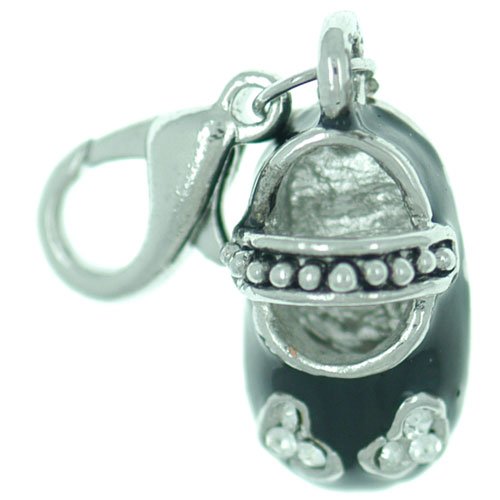Black Mary Jane Shoe Clasp Charm Pendant