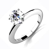 0.75 Carat Round Cut Solitaire Diamond 14K White Gold Engagement Ring