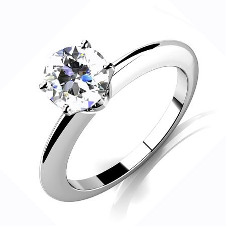 0.75 Carat Round Cut Solitaire Diamond 14K White Gold Engagement Ring