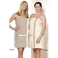 Saunatuch Uni Sarong-Saunakilt f�r die Dame, Farbe: natur mit Strickerei Wellness, Material: 360g/m�